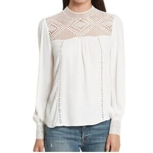 Joie Ilse Crochet Contrast White Blouse Size S L124915‎